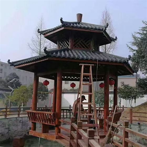 杭州双层单层碳化防腐木制花园亭子-杭州古